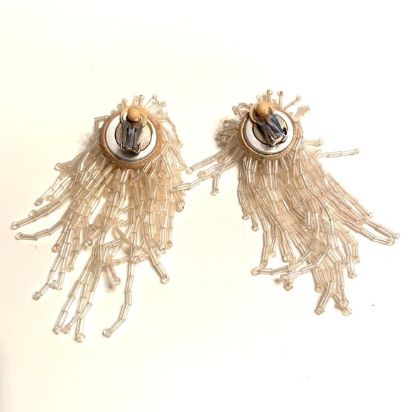 Vintage Clip-on Fireworks Beaded Earrings - Picture 2 of 5